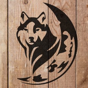 Wolf Crescent Moon Stencil - Art and Wall Stencil - Image 4
