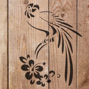 Parrot and Flowers Stencil - Art and Wall Stencil - Image 4