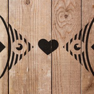 Kissing Fish Heart Stencil - Art and Wall Stencil - Image 3