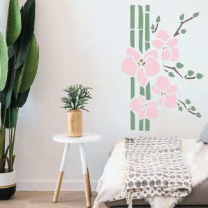 Orchid and Bamboo Stencil - Art and Wall Stencil - Image 3