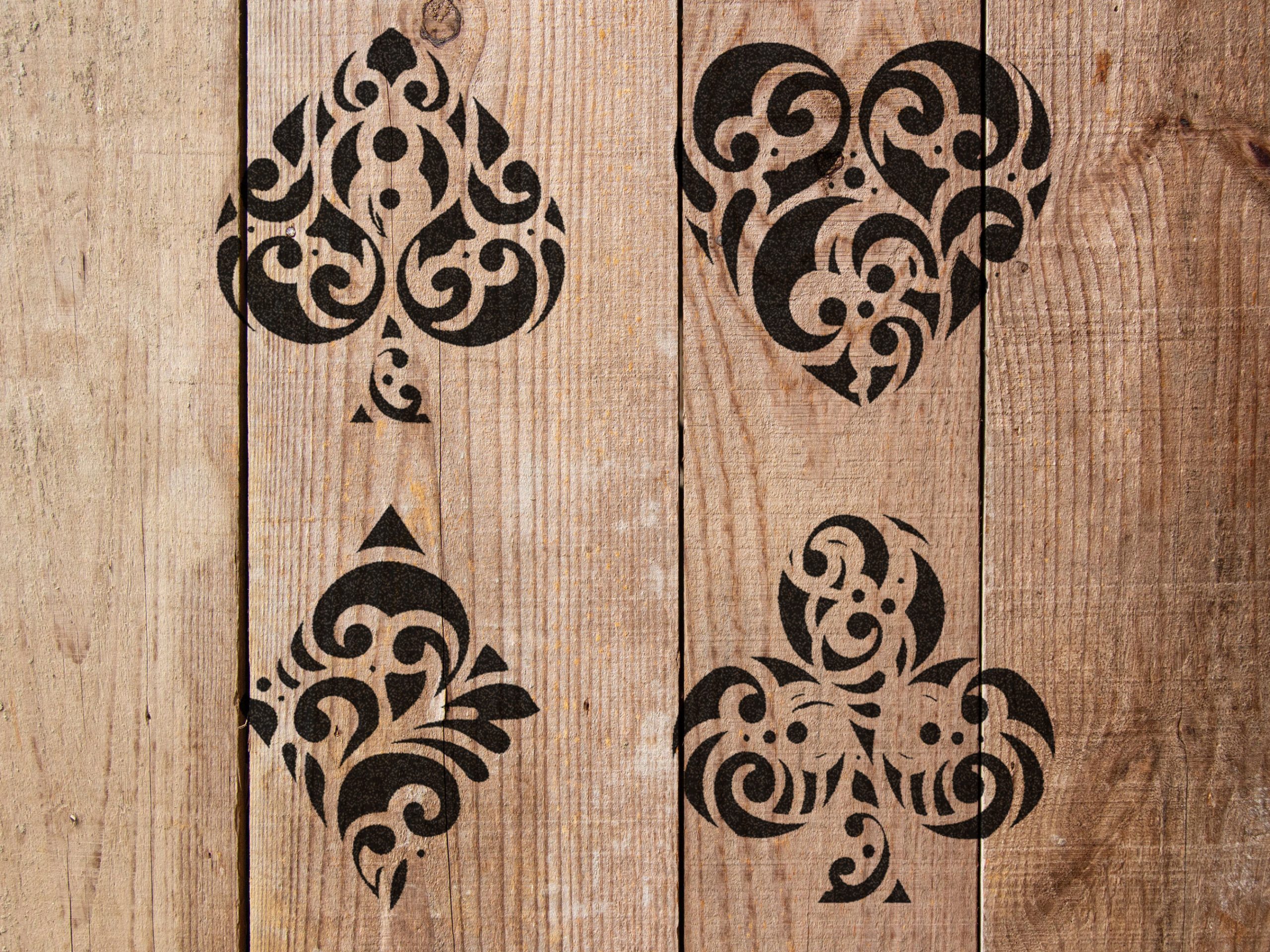 Playing Card Suits, Spades, Hearts, Diamonds, Clubs Stencil - Art and