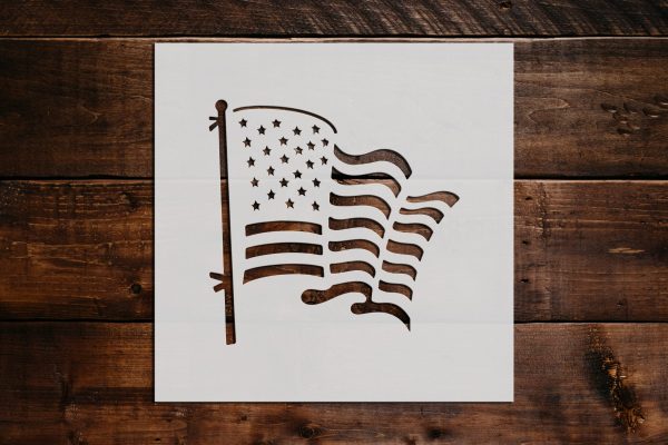 American Flag Stencil Template - Reusable Plastic Stencil Drawing Template  of American Flag Pattern Stencil for Painting Wood & Wall Art (5x7)