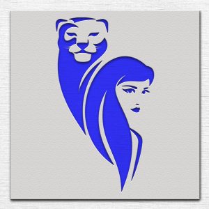 Woman and Cougar Stencil - Art and Wall Stencil - Image 3