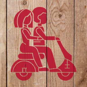 Two People Riding a Scooter Stencil - Art and Wall Stencil - Image 3