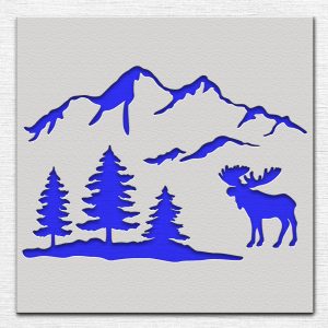 Moose and the Mountains Stencil - Art and Wall Stencil - Image 3