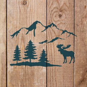 Moose and the Mountains Stencil - Art and Wall Stencil - Image 4