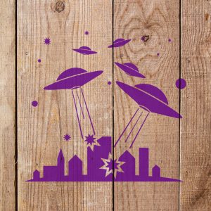 Martian Attack on City Stencil - Art and Wall Stencil - Image 3