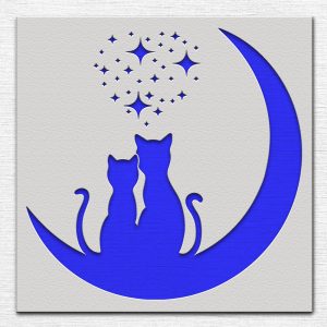 Two Cats on the Moon Stencil - Art and Wall Stencil - Image 3