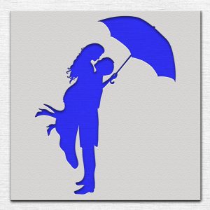 Couple Under Umbrella Stencil - Art and Wall Stencil - Image 3
