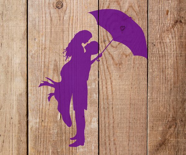 couple under umbrella stencil