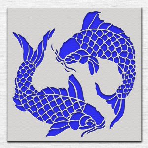 Two Koi Fish Stencil - Art and Wall Stencil - Image 3