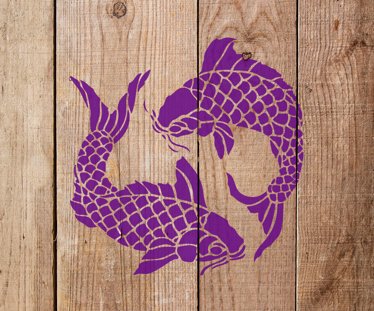 Two Koi Fish Stencil Art and Wall Stencil Stencil Giant