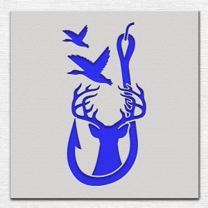 Fish Hook, Deer, and Birds Stencil - Art and Wall Stencil - Image 3