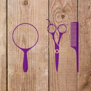 Mirror, Scissors, and a Comb Stencil - Art and Wall Stencil - Image 3