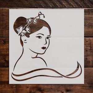 Woman's Face Scroll Design Stencil - Art and Wall Stencil