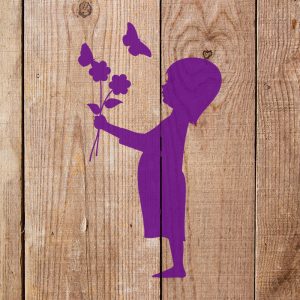 Child with Flowers and Butterflies Stencil - Art and Wall Stencil - Image 4