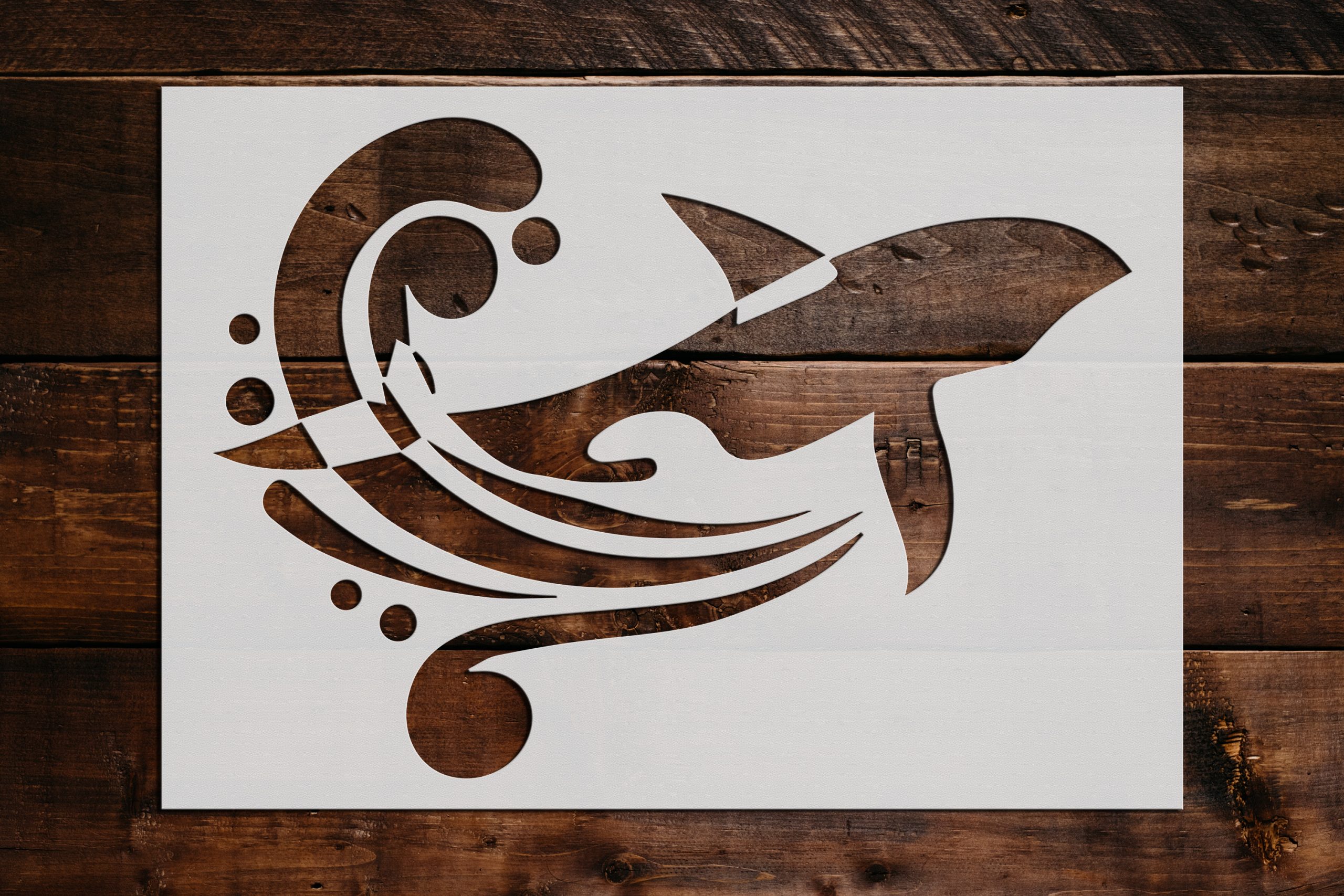 Whale in Wave Stencil - Art and Wall Stencil - Stencil Giant