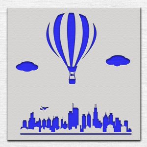 Balloon over the City Stencil - Art and Wall Stencil - Image 3