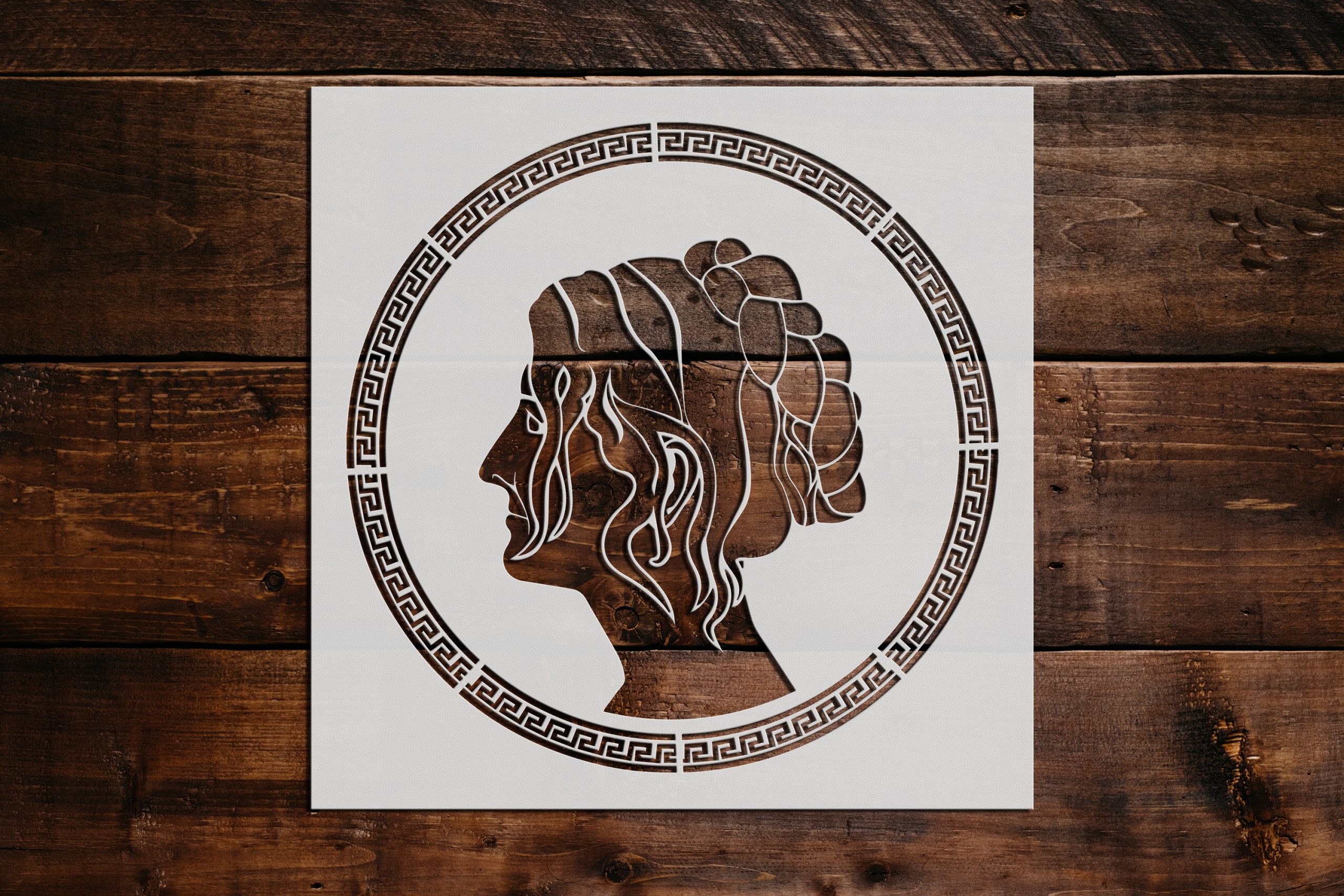 Woman's Face Scroll Design Stencil - Art and Wall Stencil