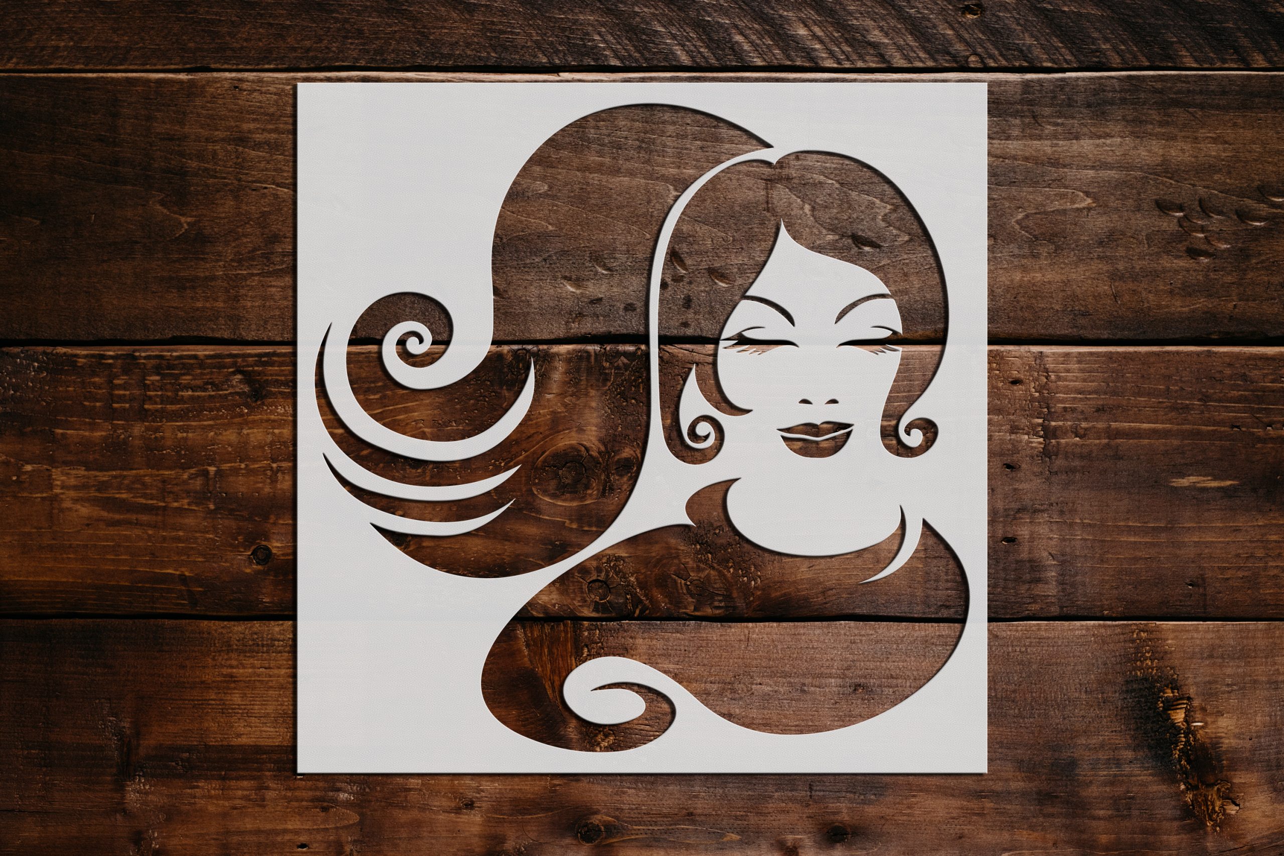 Woman's Face Scroll Design Stencil - Art and Wall Stencil