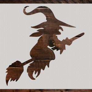 Witch on a Broom Stencil - Art and Wall Stencil
