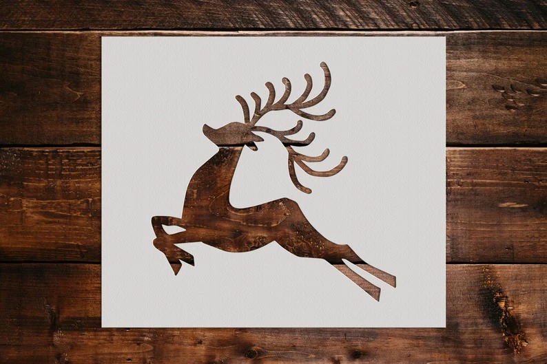 Leaping Reindeer Stencil - Art and Wall Stencil - Stencil Giant